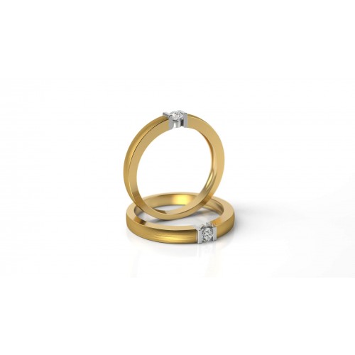 Zásnubný prsteň zo žltého a bieleho zlata s briliantom
