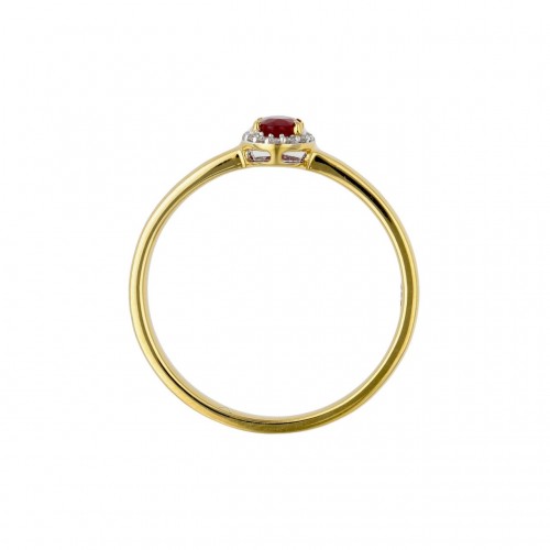Obrázok číslo 2: Prsteň zo žltého zlata s rubínom a briliantmi